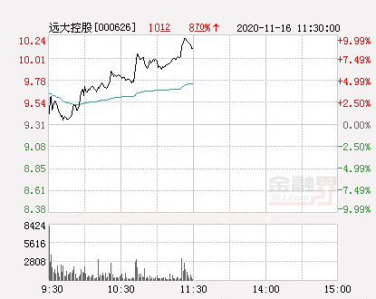 快讯：远大控股涨停 报于10.24元