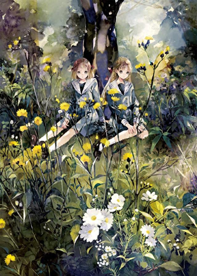 画师绘制“花朵×美少女”，花和少女最搭配，风格细腻又温柔