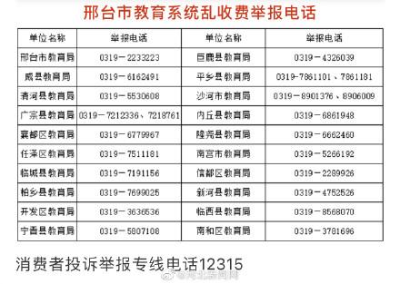 全市治理！邢台教育系统公布乱收费举报电话