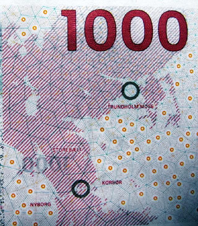 丹麦1000克朗纸币 大布雷特大桥和青铜器太阳战车