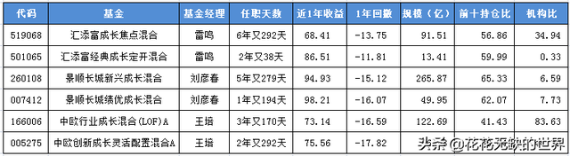 24只成长基金详细对比，重点关注