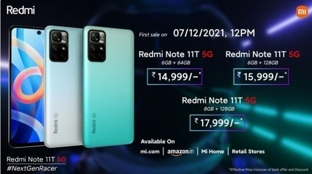 约1275元起！小米海外发布Redmi Note 11T手机：5000mAh电池